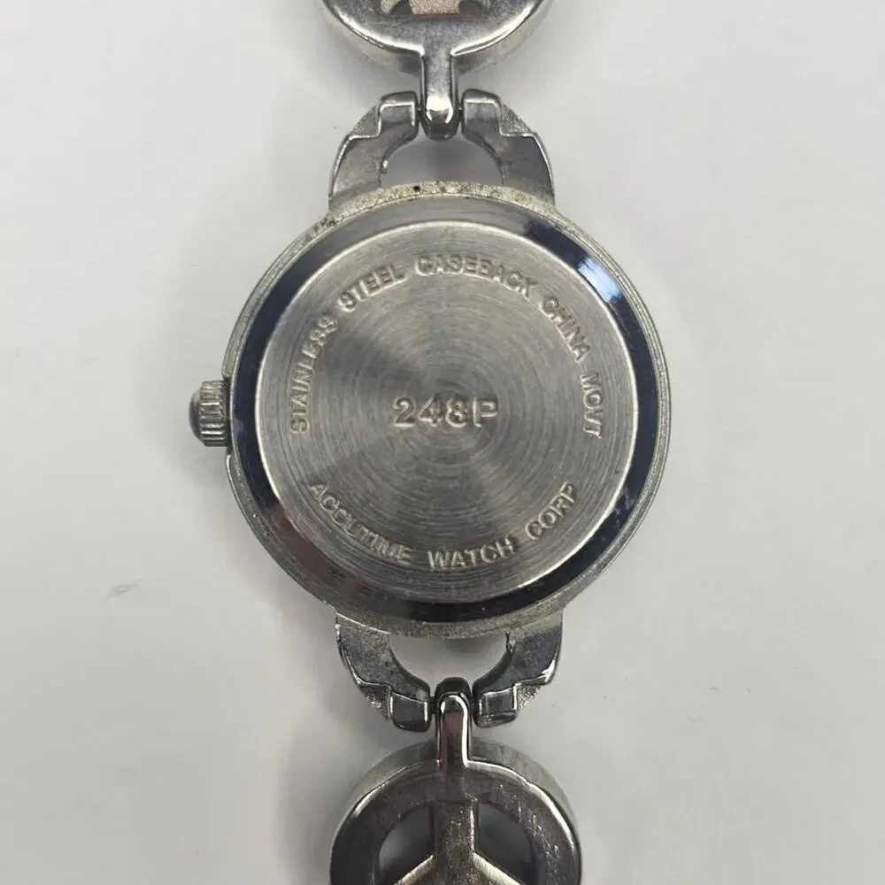 ACCUTIME 80's PEACE Rainbow Steampunk Analog Y2k Timepiece Gift Vintage 248P